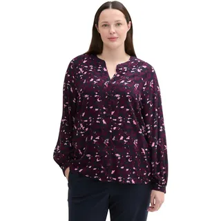 TOM TAILOR Damen Plussize Bluse mit Muster aus Viskose, 35893 - Berry Autumn Floral Design, 54