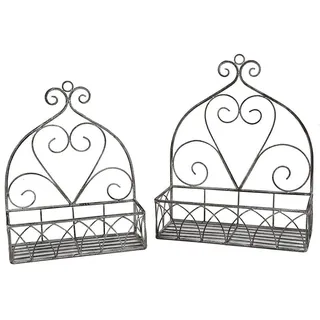 Ambiente Haus Wandregal 2er Set 37 x 16 x 45 cm Grau