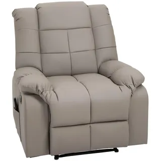 Homcom Massagesessel Elektrisch Fernsehsessel mit Liegefunktion 8 Massagepunkte Grau , Leder , Echtholz,Eukalyptusholz , Füllung: Schaumstoff,Schaumstoff , 99x99x94 cm , Wohnzimmer, Sessel, Massagesessel