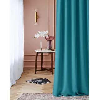 ROOM99 Vorhang mit Kräuselband Laurel 140 x 280 cm Breite x Höhe Verdunkelung Blickdicht Schiebegardinen Curtain Gardine Wohnzimmer Schlafzimmer für Schinensystem Türkis, 1 Stück