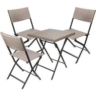 BRUBAKER Balkonset Toskana - Wetterfest klappbar und platzsparend - Poly Rattan Balkonmöbel Set - Sitzgruppe für Balkon, Tisch und 3 Stühle