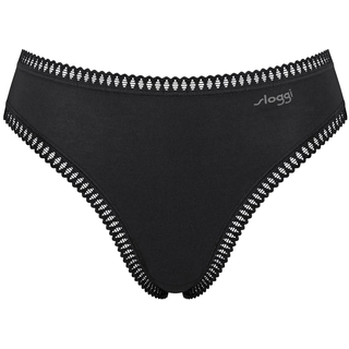 Slip SLOGGI "Slip GO Crush High leg C6P 6er Pack", Damen, Gr. XS, bunt (schwarz, weiß), Obermaterial: 95% Baumwolle CO. 5% Elasthan EL., Unterhosen Slip