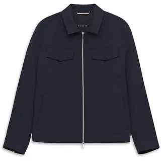 Hemdjacke BUGATTI "Regular Fit", Herren, Gr. 52, blau (390, marine), 35% Baumwolle, 35% Lyocell, 30% Polyester, unifarben, regular fit, Jacken Hemdjacke, mit Stretch und Struktur