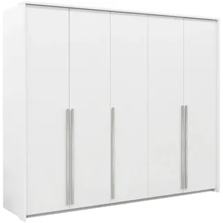 Kleiderschrank Genua 255 Schrank 255X217X65 Cm 5 Türiger Drehtürenschrank Weiß - Weiß