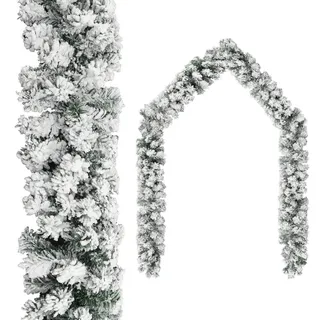 vidaXL Weihnachtsgirlande mit Schnee Künstliche Girlande Weihnachstdeko Tannengirlande Türgirlande Türbogen Weihnachten Grün 5m PVC