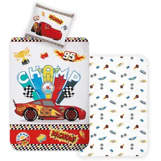 Disney Home Cars Kinder Wendebettwäsche Set 135x200 - Kopfkissenbezug 80x80 - Super weiche Renforce 100% Baumwolle, 2-teilig Cars Bettwäsche, Weich und angenehm auf der Haut