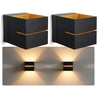 SSC-LUXon 2 Stück KOURA indirekte Wandleuchte Innen schwarz mit Lichtschlitz - Wandlampe Gold Design Up Down Leuchte für 1x G9 Leuchtmittel LED Wandbeleuchtung Treppenhaus Flur