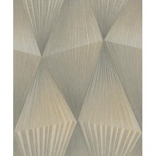 Rasch tesa Selbstklebende Tapete 3D Cairo - Strukturierte Vliestapete Geometrisch 3D-Effekt in Grau und Gold - Einfaches Anbringen, Ohne Kleister - 6,00m x 0,53m