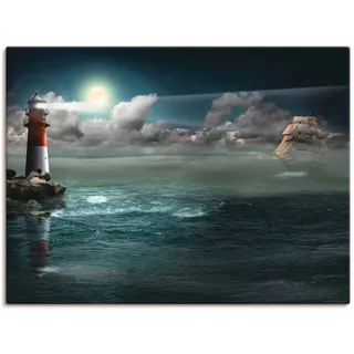 Artland Wandbild »Leuchtturm unter Beleuchtung« Gebäude 1 Stk. tlg. als Leinwandbild, Poster in verschied. Größen, blau