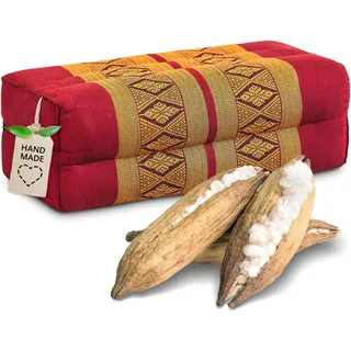 livasia Block Yogakissen eckig - 17x34x12cm - Meditationskissen mit Kapok, Stützkissen Bolster rechteckig, Yoga Pilates Zubehör Nackenkissen, Thaikissen fest handgefertigt