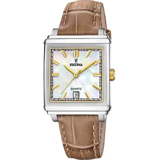 Festina Damenuhr Leder beige hellbraun {Festina Trend Armbanduhr F20682