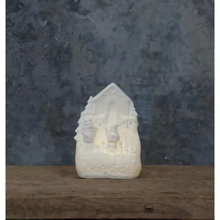 LED Haus 'Vinter' - Santa am Haus - 1 warmweiße LED - H: 15,5cm - Batteriebetrieb - weiß - Weiß