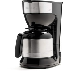 Taurus Montesco Kaffeemaschine, 1 l, bis zu 10 Tassen, Glaskaraffe, Abtropfautomatik, Heizplatte für Kaffee, einfache Bedienung, Permanent-Filter, waschbar, schnell, 900 W, Schwarz, Edelstahl