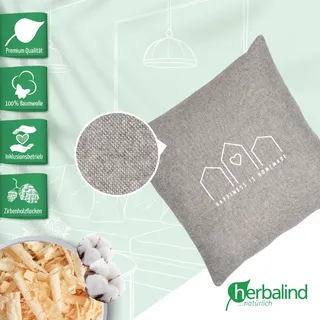 herbalind Zirbenkissen HERBALIND "Happiness is Homemade - Flanell in grau 30x30 mit Reißverschluss", beige (natur), B:30cm H:7cm L:30cm, Flanell, Funktionskissen, 100% Baumwolle mit Zirbe Füllung - Handmade in Germany