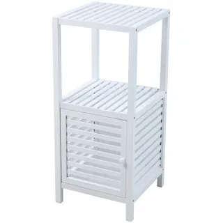 Svita Badregal Bambus S mit Tür Weiß , Holz , 35x80x35 cm , Badezimmer, Badezimmerregale, Badregale