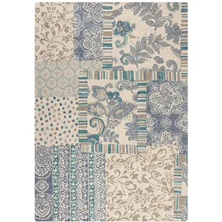 Xora Wollteppich , Blau , Textil , Blume , rechteckig , 200x290 cm , für Fußbodenheizung geeignet , Teppiche und Böden, Teppiche, Moderne Teppiche