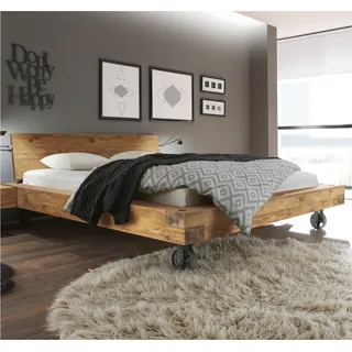 HASENA Oak Vintage Balkenbett Kopfteil Sion Füße Road 140x200 - Braun
