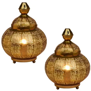 Marrakesch Orient & Mediterran Interior Orientalische Deko Tischlampe Gold 2 St.