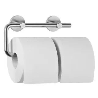 Wagner EWAR Doppel-Toilettenpapierhalter, AC 252, Toilettenpapierhalter aus Chromnickelstahl massiv gedreht, Matt geschliffen, 260 x 110 x 66 mm