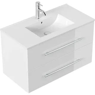 Posseik Badmöbel Homeline 90 Weiß Hochglanz