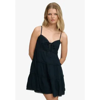 Superdry Sommerkleid "CHEESECLOTH TIERED MINI DRESS" aus Baumwolle, Relaxed Fit, ohne Ärmel, pflegeleichtes Webmaterial, eclipse navy