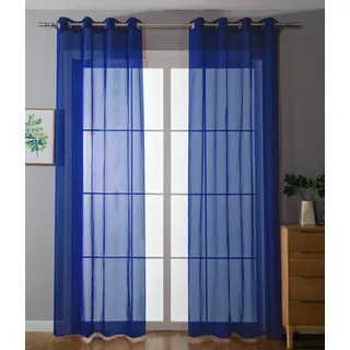 2er Set Ösenvorhänge Transparent »Uni« Gardine HxB 225x140 cm Royalblau Stores Vorhang Ösen Bleibandabschluß Wohnzimmer, 20332-cn2