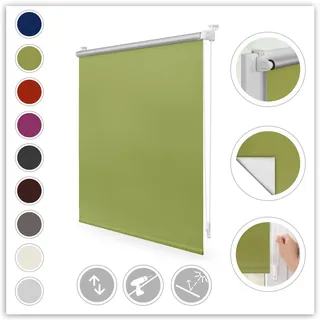 Seitenzugrollo LICHTBLICK ORIGINAL "Klemmfix Hitzeschutz" Gr. 16, grün (grün, grün), B:110cm H:150cm, Polyester, Rollos, Seitenzugrollo, mit Thermobeschichtung, Topseller
