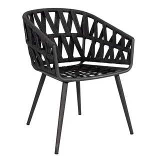 Sessel Palm - Aluminium eisengrau matt, cross weaving schwarz