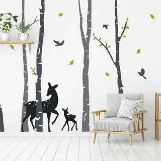 Wandaufkleber Baum des Waldes mit Tieren, für Kinderzimmer, 50 x 90 cm