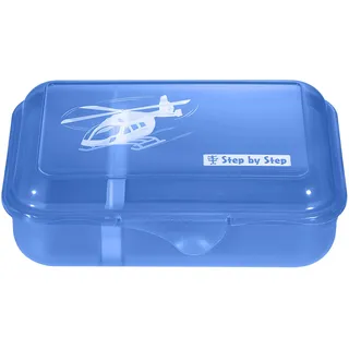 Step by Step Lunchbox "Helicopter Sam", Blau, mit Trennwand und Klickverschluss, spülmaschinenfest, BPA-frei, für Schule und Kindergarten, 0,9l