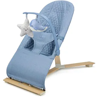 Kinderkraft MIMI - Babyliege - 3-stufige Rückenlehne - leicht und zusammenklappbar - skandinavisches Design - weiches Material - Nordic Breeze - Blau
