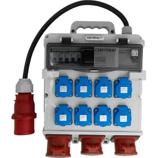 Doktorvolt Baustromverteiler 2x16A 32A CEE 8x230V Stromverteiler Mobilverteiler mit Kabel Doktorvolt TR-S/FI