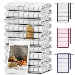 NatureMark 10er Set Geschirrtücher 50x70 cm – 100% Baumwolle, saugfähig & strapazierfähig – Geschirrtücher und Küchentücher für Haushalt und professionelle Küchen, inklusive E-Book, Farbe: Anthrazit