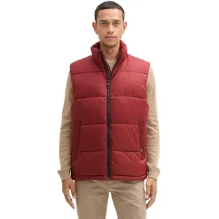 TOM TAILOR Herren 1042204 Puffer-Weste mit Stehkragen, 13721-Burgundy Dark Red, L
