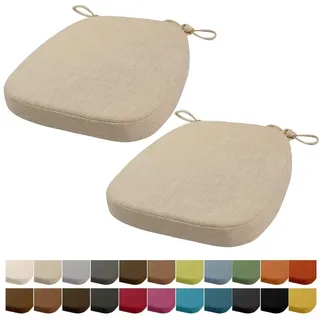 Orumrud 40x38x33CM(3CM Dicke) Stuhlkissen, Gartenstuhl Sitzkissen, Esszimmerstuhl Sitzkissen, waschbar, mit Reißverschluss, Riemen, rutschfestes Sitzkissen für Gartenstuhl (Beige 2 Stück)