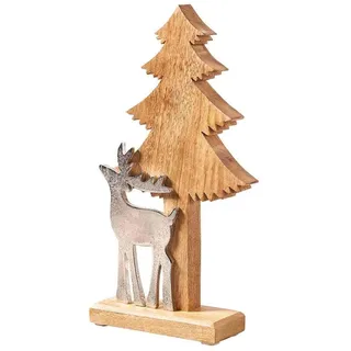 Tanne mit Hirsch, Weihnachtsdeko Größe wählbar S - Klein L - Groß - Braun