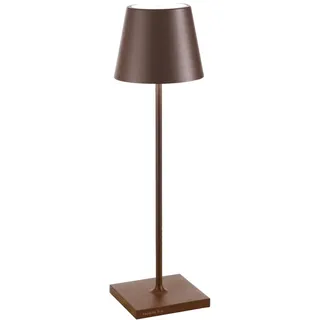 Zafferano, Poldina Pro Lampe, Kabellose, Wiederaufladbare Tischlampe mit Touch Control, Auch für den Außenbereich Geeignet, Dimmer, 2200-3000 K, Höhe 38 cm, Farbe Corten
