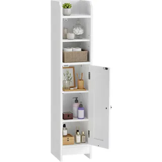 VASAGLE Toilettenschrank, schmales Badregal, verstellbare Ablagen | Badezimmerschrank, Badschrank, platzsparend, einfache Montage, Wolkenweiß, SIREN Kollektion BBC311W01