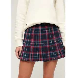 Superdry für Damen. W7210332A Mittelgroßer marineblau karierter Minirock (M), Lässig, Polyester