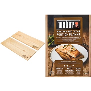 Weber 17831 Räucherbretter aus Zedernholz, 15 x 40 cm, 2 Stück & 17832 Räucherbretter aus Zedernholz 11x15 cm, 4 Stück, Räuchern, Aroma, Grillen