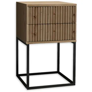 SchlafKONTOR Nachtschrank Marle 40 x 65 x 38,5 cm Beige/Schwarz