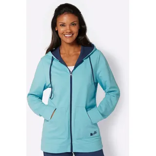 Langjacke FEEL GOOD, Damen, Gr. 44/46, bunt (mint, jeansblau), 60% Baumwolle, 40% Polyester, unifarben, Jacken Langjacke