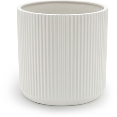 Amazon Basics Rund, Geriffeltes Keramik-Pflanzgefäß, 20.3 cm, Weiß
