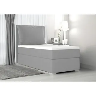 Boxspringbett, Kinderbett SUZI MINI+Topper T25, Jugendbett Federkern ,90x200cm(Grau: ITAKA 50) - Grau