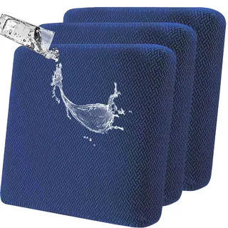 SHANNA Stretch Sitzkissen Sofabezug rutschfest Sitzkissenbezüge: 3 Stück Moderne Couchkissenbezug Wasserabweisende Gartenkissen neueste Couchkissen Schonbezüge, für Sofatiere (Marineblau)