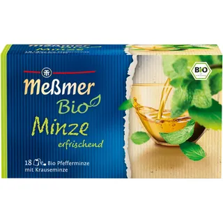 Meßmer Bio Minze | erfrischend | 18 Teebeutel | Vegan | Glutenfrei | Laktosefrei