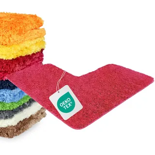 WohnDirect Eckbadematte 100x100cm Beere (Rot) | Ideal für Eckduschen, 4 cm Florhöhe, erstklassige Verarbeitung, vielseitig einsetzbar, praktischer Alltagshelfer