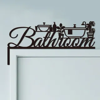 CUTHOLLOW Plant Bathroom Metall Türrahmen Ornament, 30x15cm Türrahmen Dekor, Kreativer Türrahmen-Kunst, Türecke Dekoration, Originelle Wanddeko für Zimmertür, Haustür, Zuhause, Badezimmer, Büro