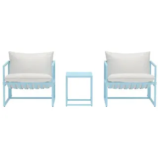 ebuy24 Lounge-Set, Messina, Hellblau, Stahl, 40 x 50 x 45 cm, 3-teilig , Metall , Gartenmöbel, Gartengarnituren, Gartenmöbel-Sets