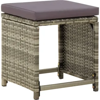 vidaXL Gartenhocker 4 Stk. mit Kissen Poly Rattan Grau - Grau